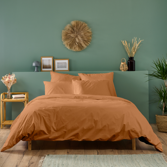 Housse de couette percale - Terracotta