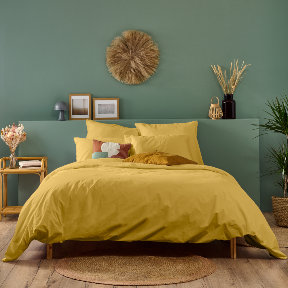 Housse de couette percale - Moutarde | Bleu Câlin
