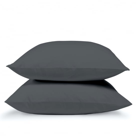 Lot de 2 Taies d'oreiller percale de coton - Anthracite