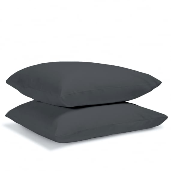 Lot de 2 taies d'oreiller percale - anthracite