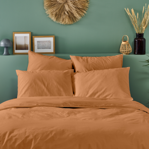 Lot de 2 Taies d'oreiller percale de coton - Terracotta