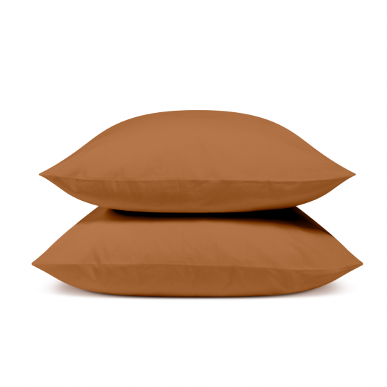 Lot de 2 Taies d'oreiller percale de coton - Terracotta