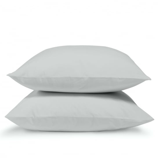 Lot de 2 Taies d'oreiller percale de coton - Gris clair