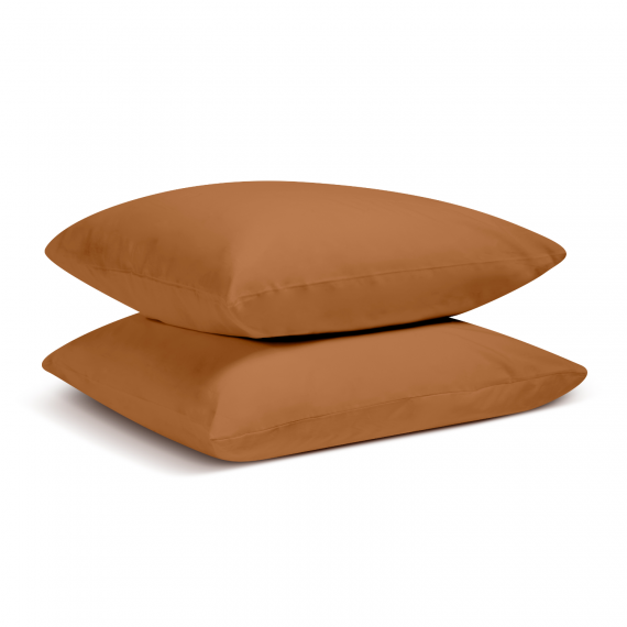 Lot de 2 Taies d'oreiller percale de coton - Terracotta