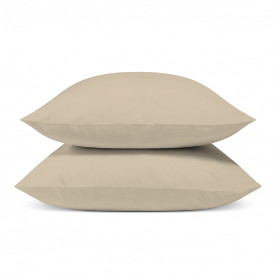 Lot de 2 Taies d'oreiller percale de coton - Couleur Lin