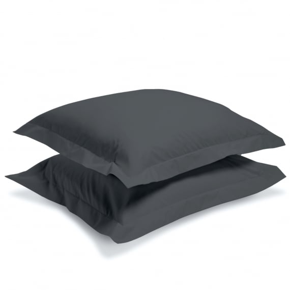 Taie percale à volant plat - Anthracite